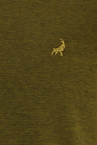 Hardal Regular Fit Çizgili Nakışlı Merserize Pamuk Polo Yaka T-shirt