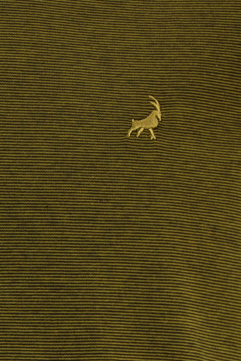 Hardal Regular Fit Çizgili Nakışlı Merserize Pamuk Polo Yaka T-shirt