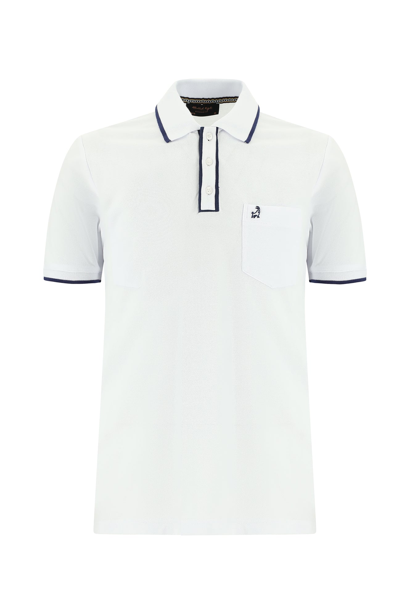 Beyaz Regular Fit Nakışlı Pamuk Polo Yaka T-shirt