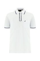 Beyaz Regular Fit Nakışlı Pamuk Polo Yaka T-shirt