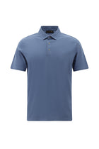 Havacı Mavi Regular Fit Desenli Nakışlı Merserize Pamuk Polo Yaka T-shirt