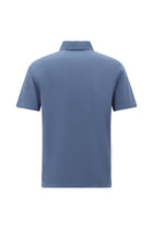 Havacı Mavi Regular Fit Desenli Nakışlı Merserize Pamuk Polo Yaka T-shirt