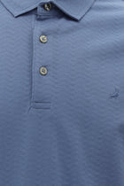 Havacı Mavi Regular Fit Desenli Nakışlı Merserize Pamuk Polo Yaka T-shirt