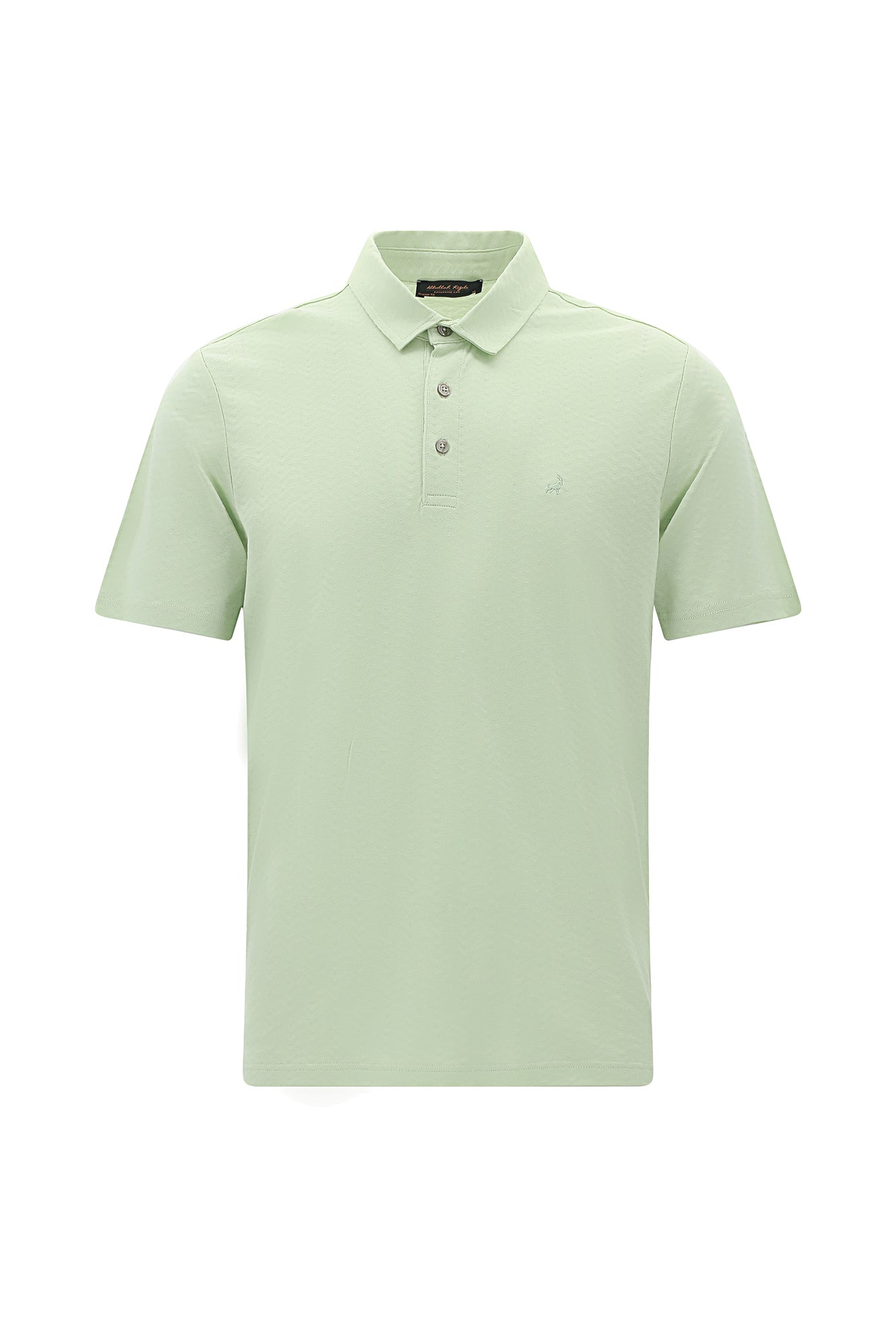 Su Yeşili Regular Fit Desenli Nakışlı Merserize Pamuk Polo Yaka T-shirt