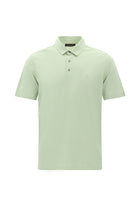 Su Yeşili Regular Fit Desenli Nakışlı Merserize Pamuk Polo Yaka T-shirt