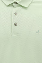 Su Yeşili Regular Fit Desenli Nakışlı Merserize Pamuk Polo Yaka T-shirt