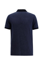 Orta Lacivert Melanj Regular Fit Fermuarlı Desenli Merserize Pamuk Polo Yaka T-shirt