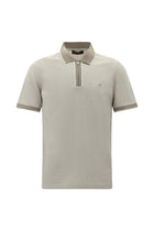 Orta Bej Regular Fit Fermuarlı Desenli Merserize Pamuk Polo Yaka T-shirt