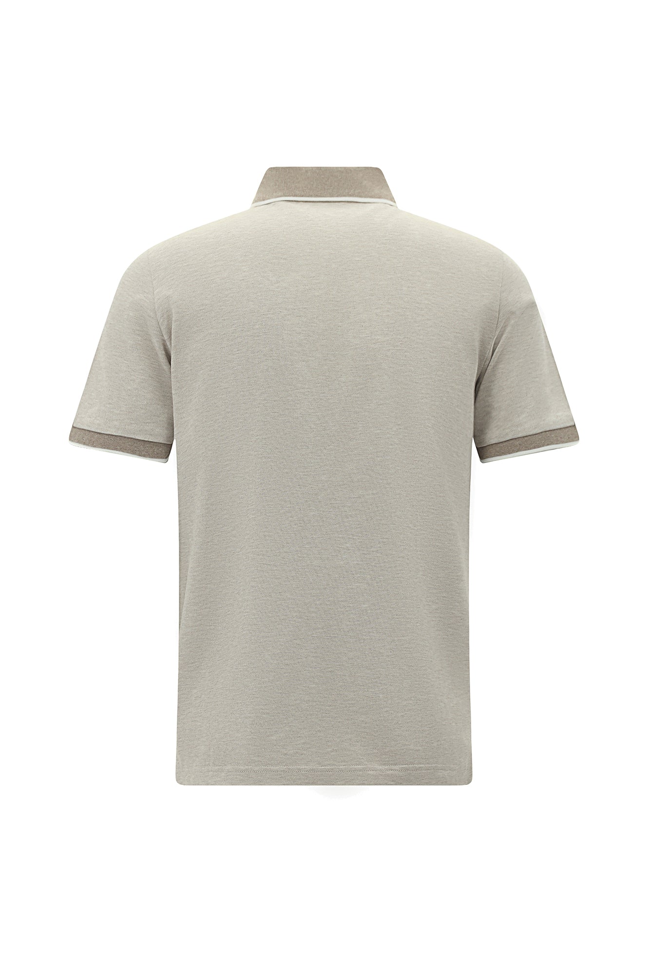 Orta Bej Regular Fit Fermuarlı Desenli Merserize Pamuk Polo Yaka T-shirt
