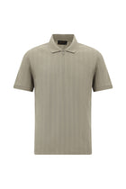 Orta Bej Regular Fit Fermuarlı Desenli Merserize Pamuk Polo Yaka T-shirt