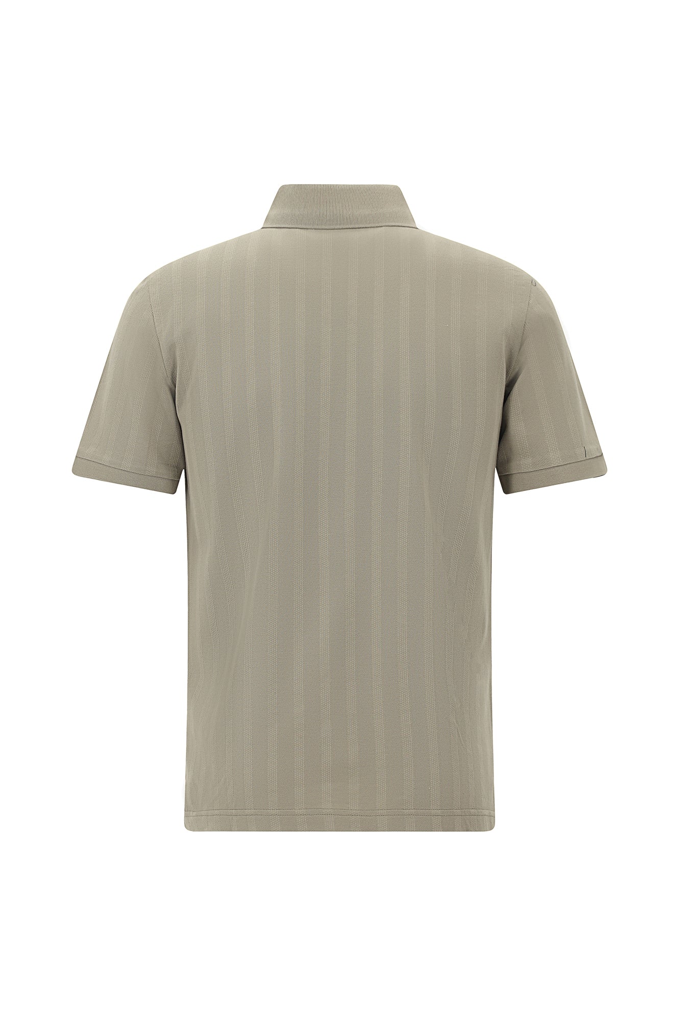 Orta Bej Regular Fit Fermuarlı Desenli Merserize Pamuk Polo Yaka T-shirt