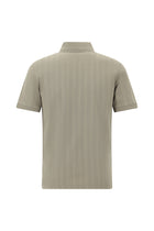 Orta Bej Regular Fit Fermuarlı Desenli Merserize Pamuk Polo Yaka T-shirt