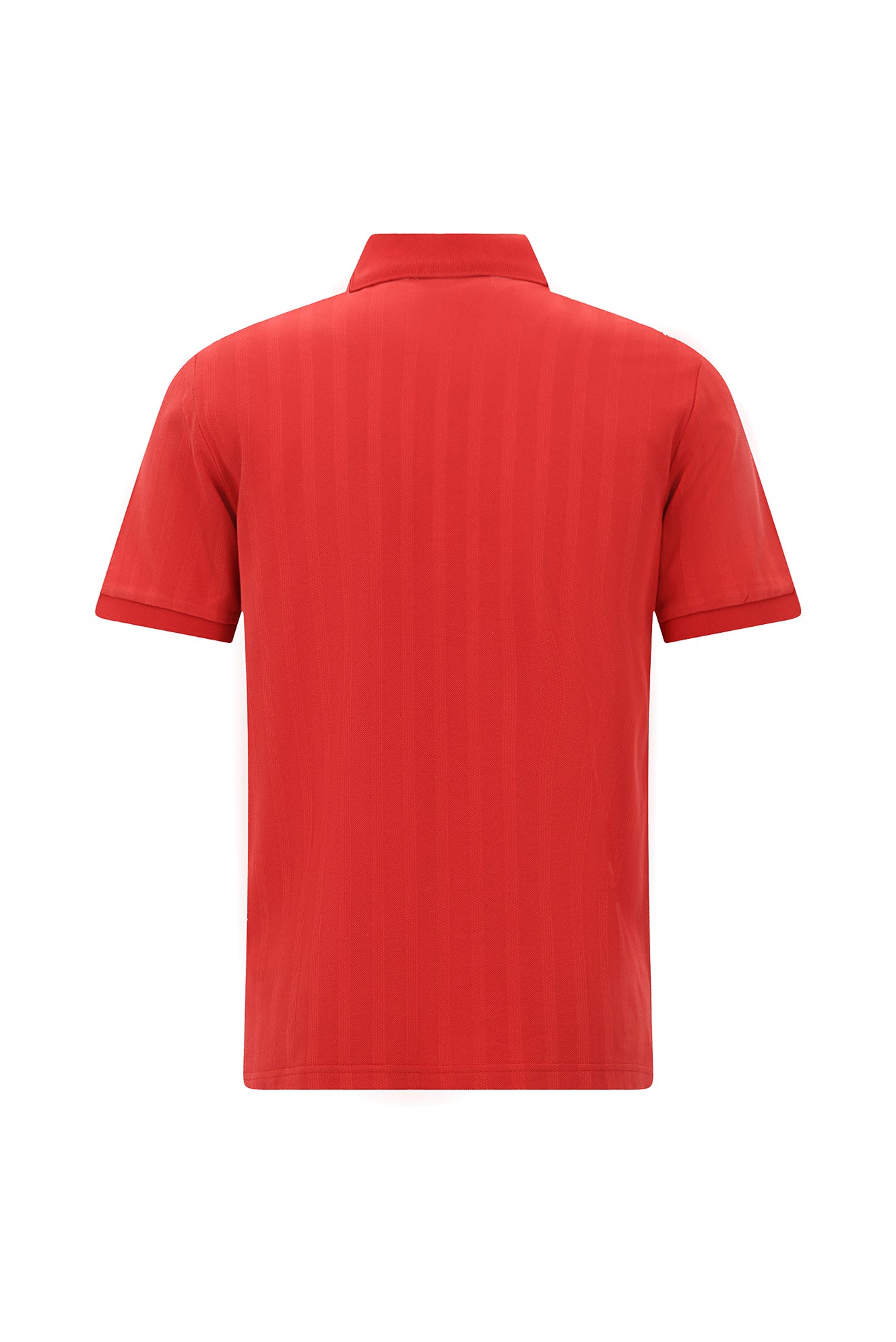 Açık Kırmızı Regular Fit Fermuarlı Desenli Merserize Pamuk Polo Yaka T-shirt