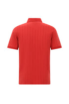 Açık Kırmızı Regular Fit Fermuarlı Desenli Merserize Pamuk Polo Yaka T-shirt