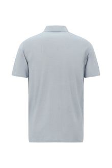 Bulut Gri Regular Fit Desenli Nakışlı Merserize Pamuk Polo Yaka T-shirt