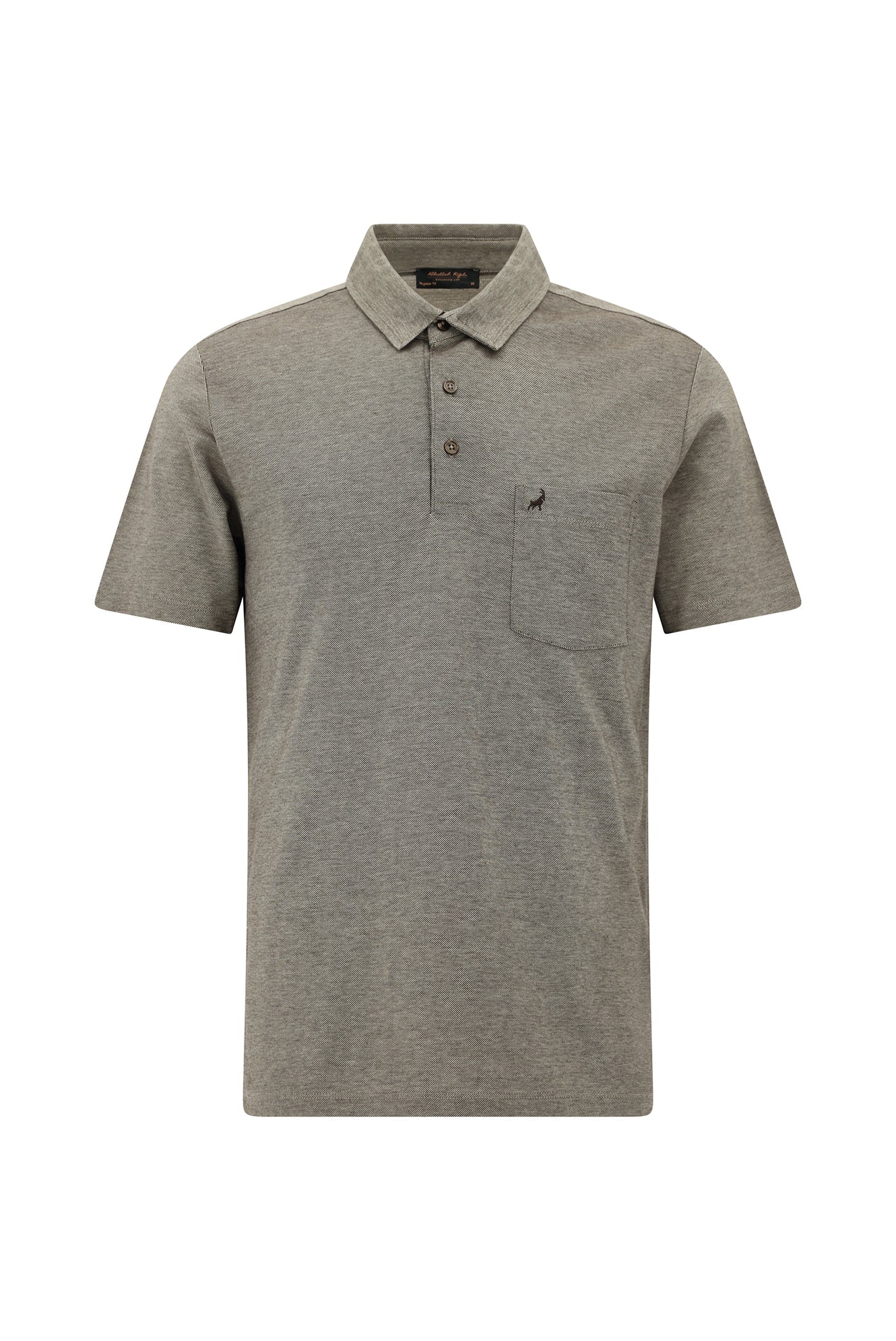 Acı Kahve Regular Fit Desenli Nakışlı Merserize Pamuk Polo Yaka T-shirt