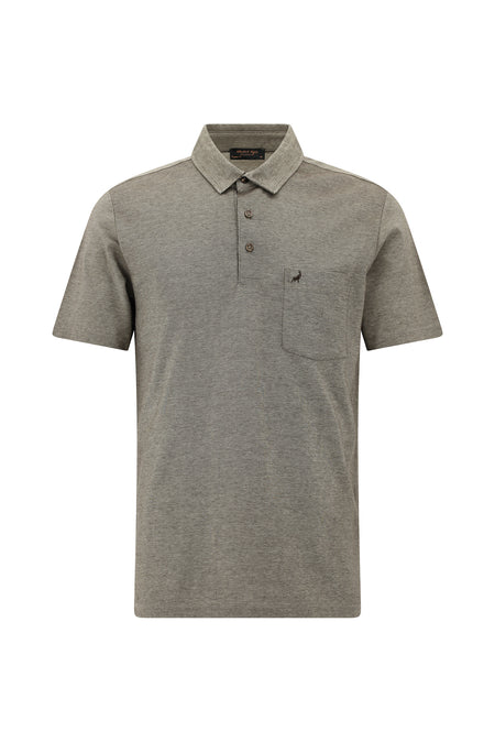 Acı Kahve Regular Fit Desenli Nakışlı Merserize Pamuk Polo Yaka T-shirt