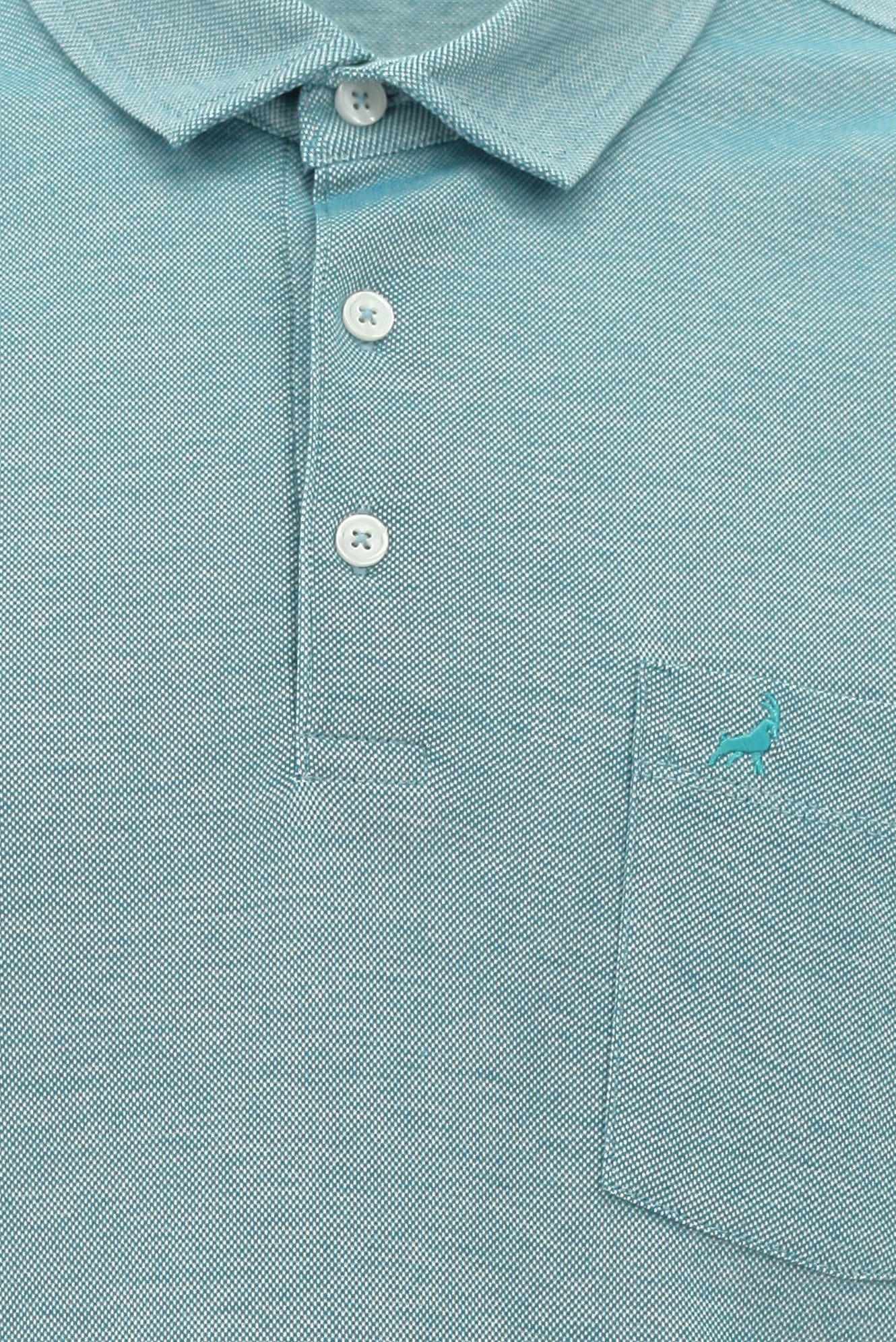 Petrol Yeşili Regular Fit Desenli Nakışlı Merserize Pamuk Polo Yaka T-shirt