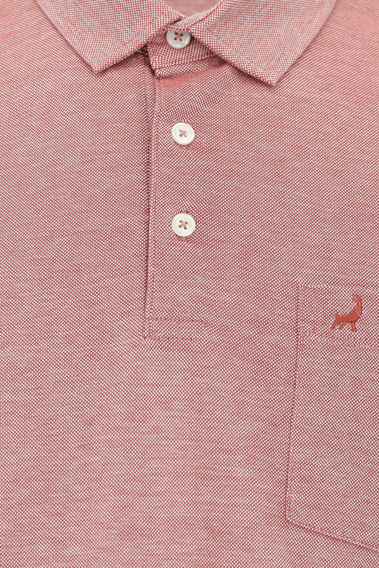 Kiremit Regular Fit Desenli Nakışlı Merserize Pamuk Polo Yaka T-shirt