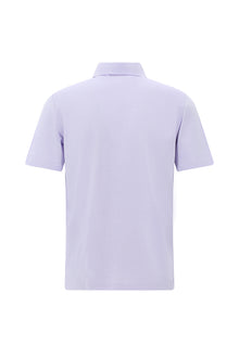 Lila Regular Fit Desenli Nakışlı Merserize Pamuk Polo Yaka T-shirt