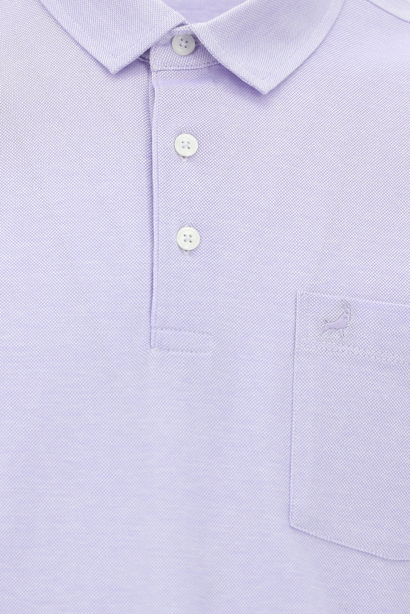 Lila Regular Fit Desenli Nakışlı Merserize Pamuk Polo Yaka T-shirt