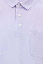 Lila Regular Fit Desenli Nakışlı Merserize Pamuk Polo Yaka T-shirt