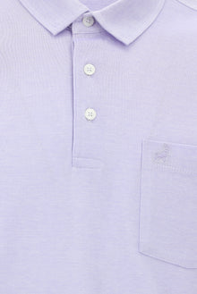 Lila Regular Fit Desenli Nakışlı Merserize Pamuk Polo Yaka T-shirt