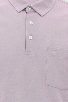 Açık Mor Regular Fit Desenli Nakışlı Merserize Pamuk Polo Yaka T-shirt
