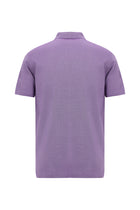 Orta Mor Regular Fit Desenli Nakışlı Merserize Pamuk Polo Yaka T-shirt
