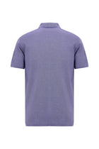 Koyu Mor Regular Fit Desenli Nakışlı Merserize Pamuk Polo Yaka T-shirt