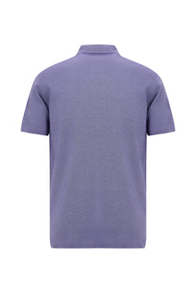 Koyu Mor Regular Fit Desenli Nak??l? Merserize Pamuk Polo Yaka T-shirt-Abdullah Ki??l?