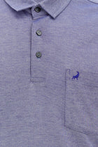 Koyu Mor Regular Fit Desenli Nakışlı Merserize Pamuk Polo Yaka T-shirt