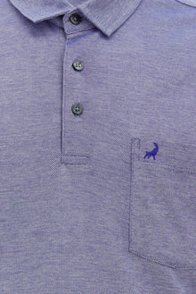 Koyu Mor Regular Fit Desenli Nakışlı Merserize Pamuk Polo Yaka T-shirt