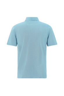 Koyu Turkuaz Regular Fit Desenli Nakışlı Merserize Pamuk Polo Yaka T-shirt