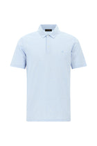 Açık Mavi Regular Fit Desenli Nakışlı Merserize Pamuk Polo Yaka T-shirt