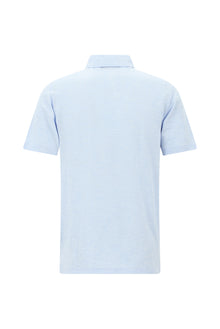 Açık Mavi Regular Fit Desenli Nakışlı Merserize Pamuk Polo Yaka T-shirt