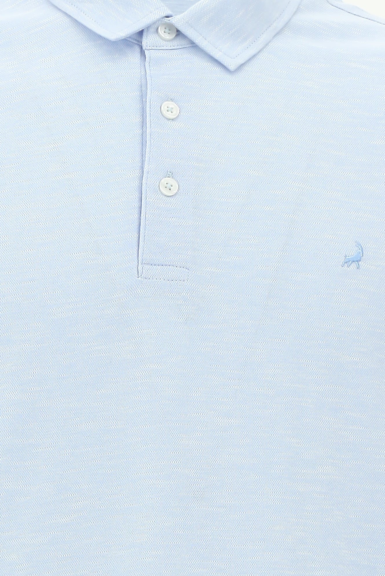 Açık Mavi Regular Fit Desenli Nakışlı Merserize Pamuk Polo Yaka T-shirt