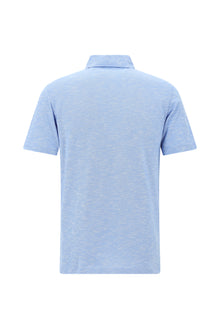 Havacı Mavi Regular Fit Desenli Nakışlı Merserize Pamuk Polo Yaka T-shirt
