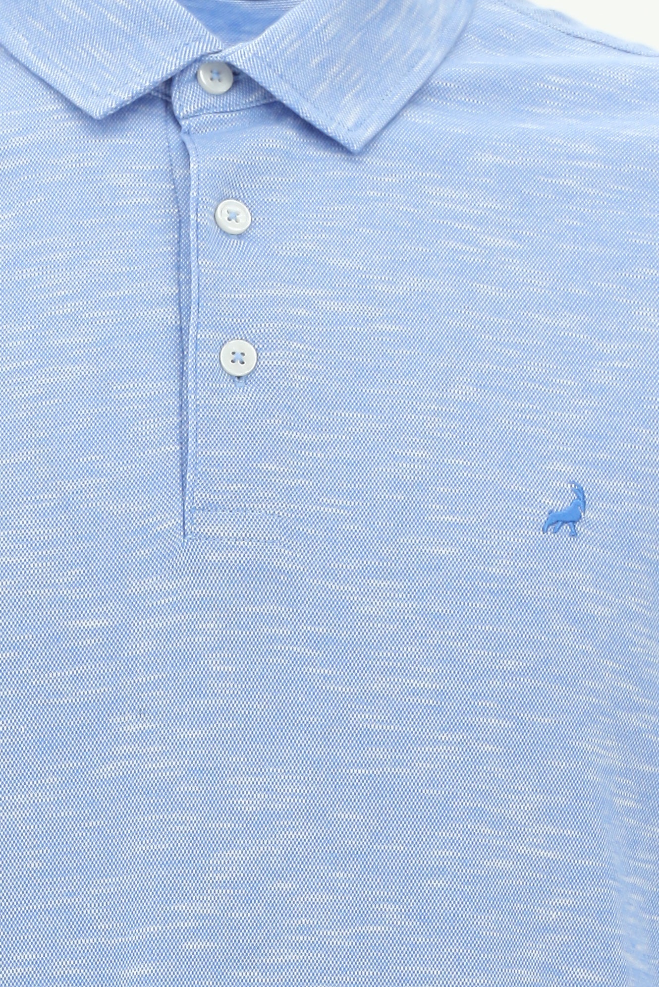 Havacı Mavi Regular Fit Desenli Nakışlı Merserize Pamuk Polo Yaka T-shirt