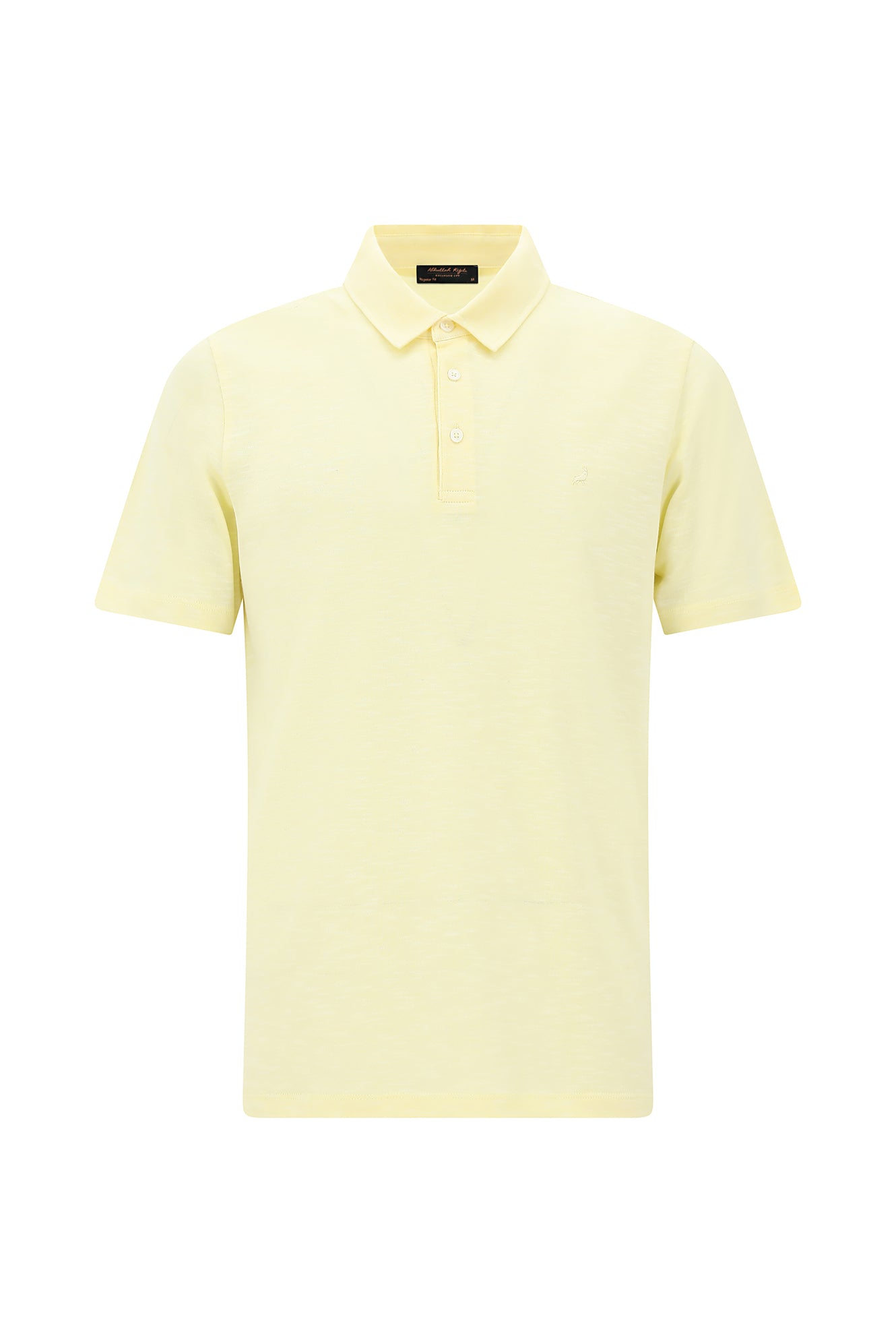 Açık Sarı Regular Fit Desenli Nakışlı Merserize Pamuk Polo Yaka T-shirt