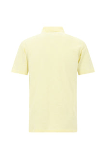 Açık Sarı Regular Fit Desenli Nakışlı Merserize Pamuk Polo Yaka T-shirt