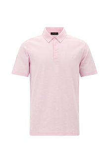 Orta Pembe Regular Fit Desenli Nakışlı Merserize Pamuk Polo Yaka T-shirt