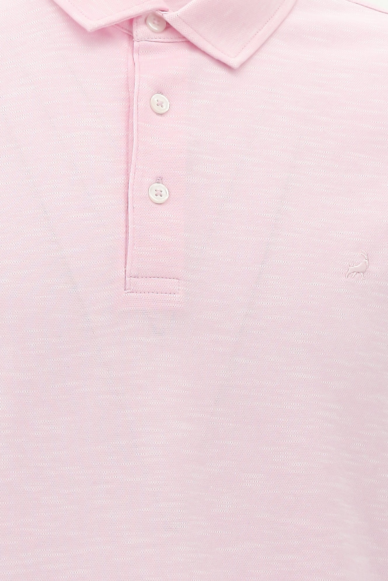 Orta Pembe Regular Fit Desenli Nakışlı Merserize Pamuk Polo Yaka T-shirt