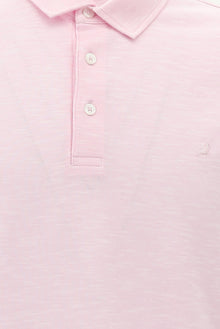 Orta Pembe Regular Fit Desenli Nakışlı Merserize Pamuk Polo Yaka T-shirt