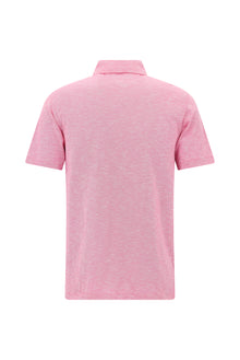 Pembe Regular Fit Desenli Nakışlı Merserize Pamuk Polo Yaka T-shirt