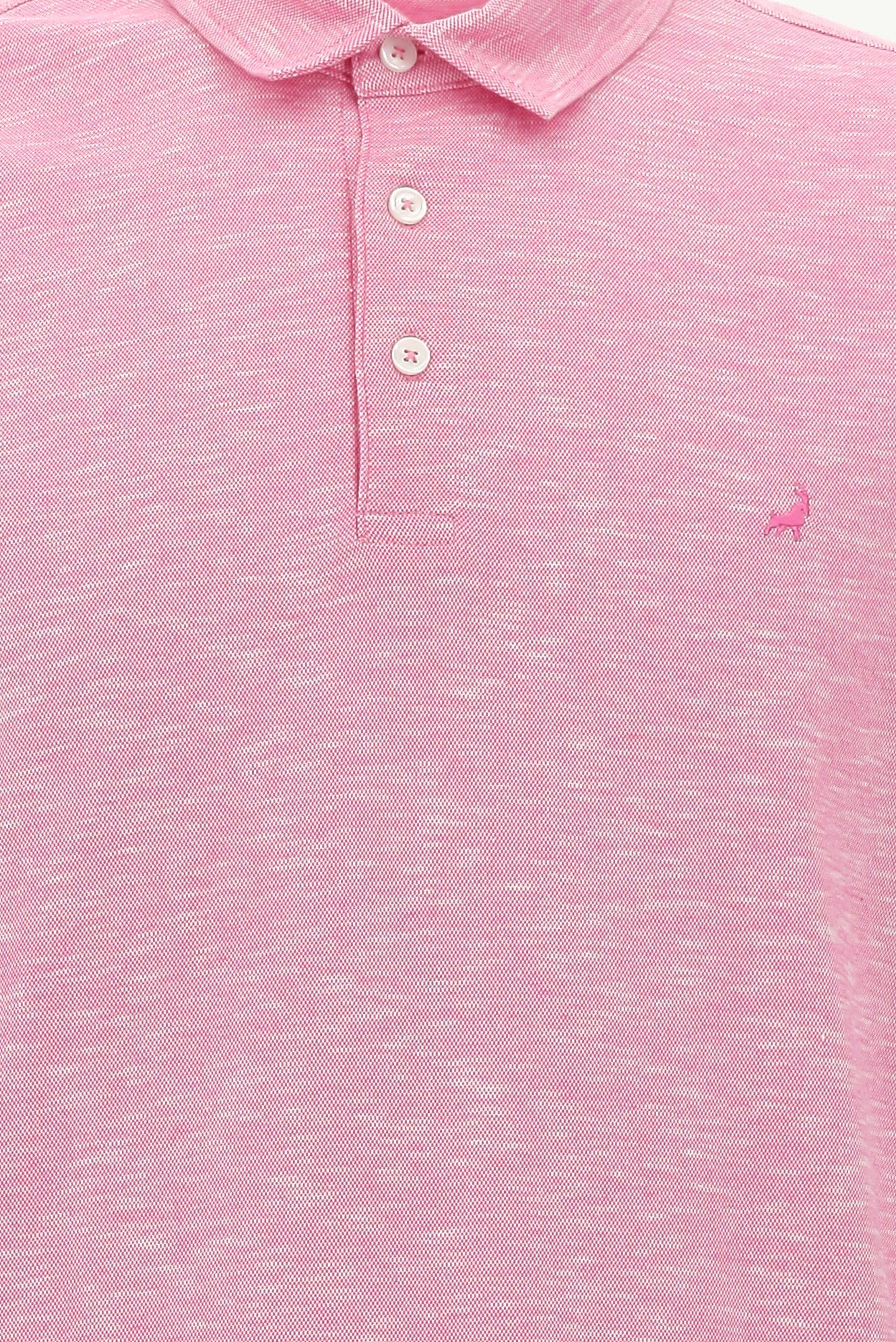 Pembe Regular Fit Desenli Nakışlı Merserize Pamuk Polo Yaka T-shirt