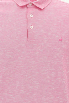 Pembe Regular Fit Desenli Nakışlı Merserize Pamuk Polo Yaka T-shirt
