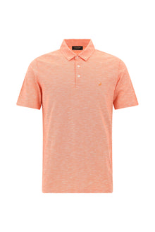 Orta Turuncu Regular Fit Desenli Nakışlı Merserize Pamuk Polo Yaka T-shirt