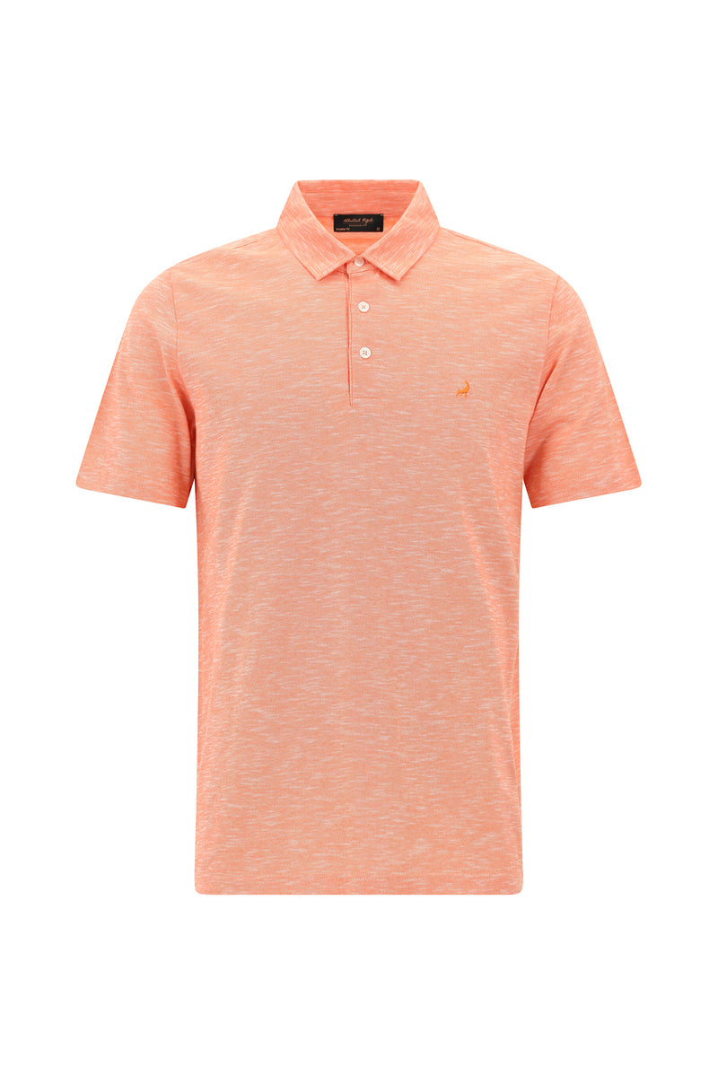 Orta Turuncu Regular Fit Desenli Nakışlı Merserize Pamuk Polo Yaka T-shirt