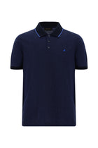 Çivit Mavisi Regular Fit Desenli Nakışlı Merserize Pamuk Polo Yaka T-shirt